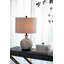 Lampe de table en verre blanc et gris 14 x 14 x 23 po