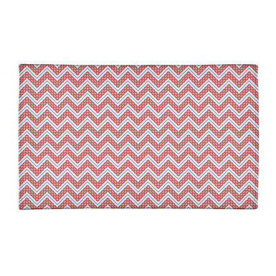 Tapis à chevrons bleu/rouge fait main