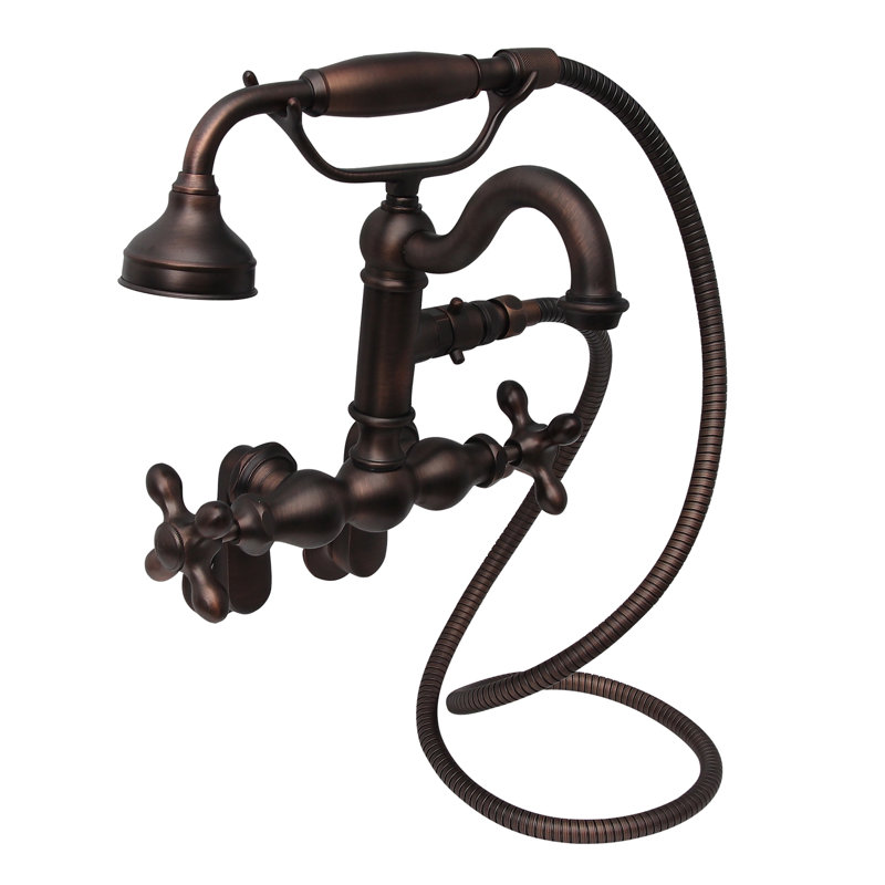 Robinet de baignoire à pattes avec douche à main, Bronze huilé, Croix