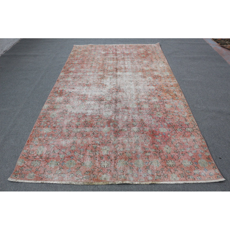 Grand tapis turc en laine rouge pour le décor du salon ou de la chambre à coucher et des vibrations rétro