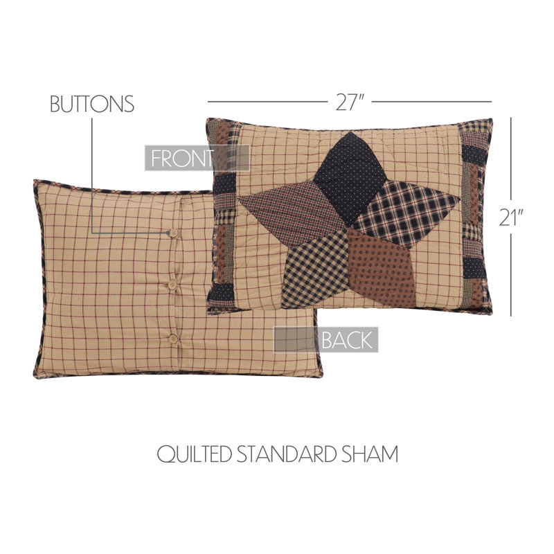 Bingham Star Black and Khaki Cotton Patchwork Sham