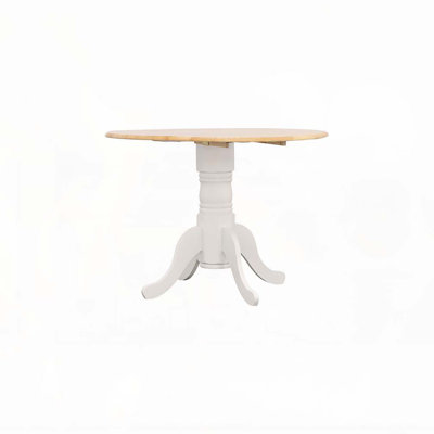 Table de salle à manger ronde à rallonge à abattants de 40 po, blanche et naturelle
