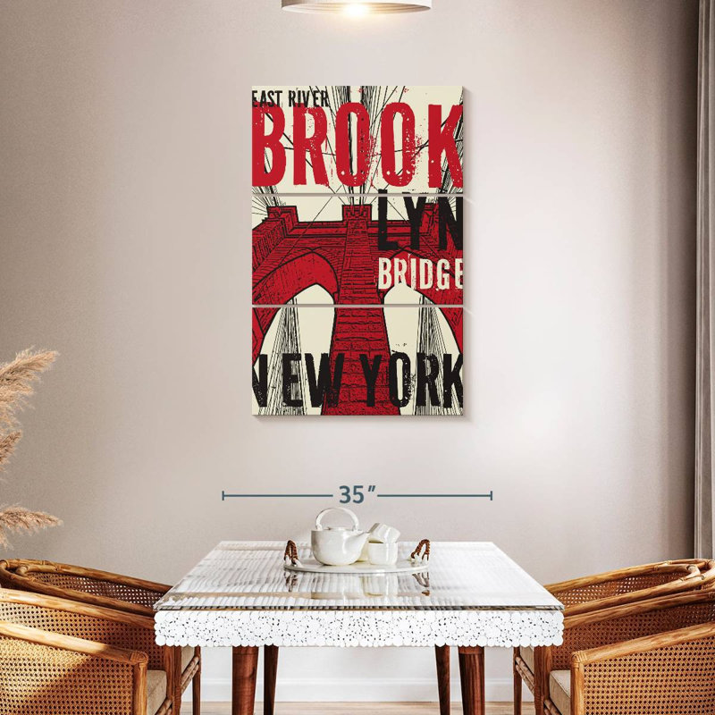 Pont rouge de Niclyn, grunge rouge, Brooklyn, H 45 po x l 28 po