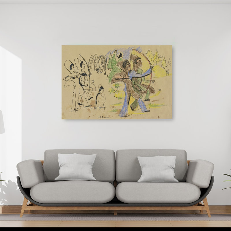 Archers, C.1935 Abstract Contemporary Wall Art Print 1 Piece Wrapped Canvas Wall Art, 101.6cm H x 152.4cm W