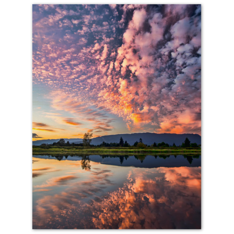 Sunset Reflection Print - Lake Sunset Landscape Wall Art - Golden Hour Water Reflection Canvas Poster - Scenic Nature Artwork - Travel Outdoor Decor - Serene Lake Wall Hanging - Modern Home Decoration Art Print