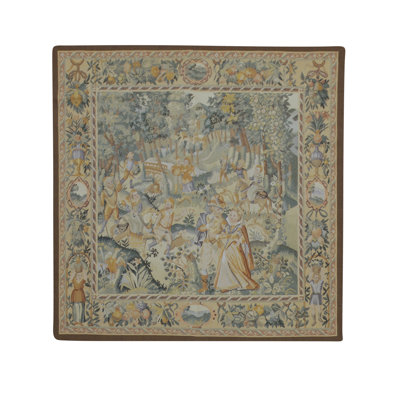 Tapis doré et vert noué à la main de haute qualité