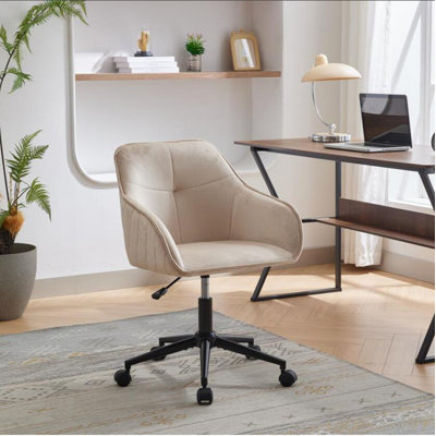 Velvet Office Desk Chair, Modern Home Desk Chair With Wheels , Vanity Chairs For Living Room, Bedroom,Study Room -  Ebern Designs, 583143A862E54DE3BA2349780A8D75FB