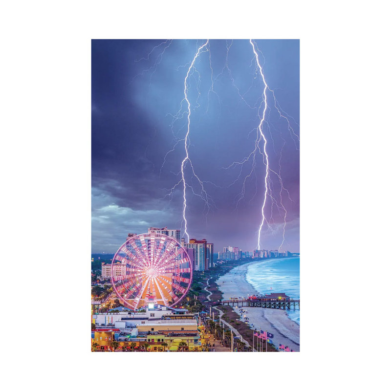 Myrtle Beach Lights par Brent Shavnore - Estampe numérique sur toile tendue avec châssis, H 26 po x l 18 po x 1,5 po