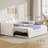 Upholstered Daybed with Multifunctional Trundle and LED Lighting, Comfortable and Space-Efficient-129758926