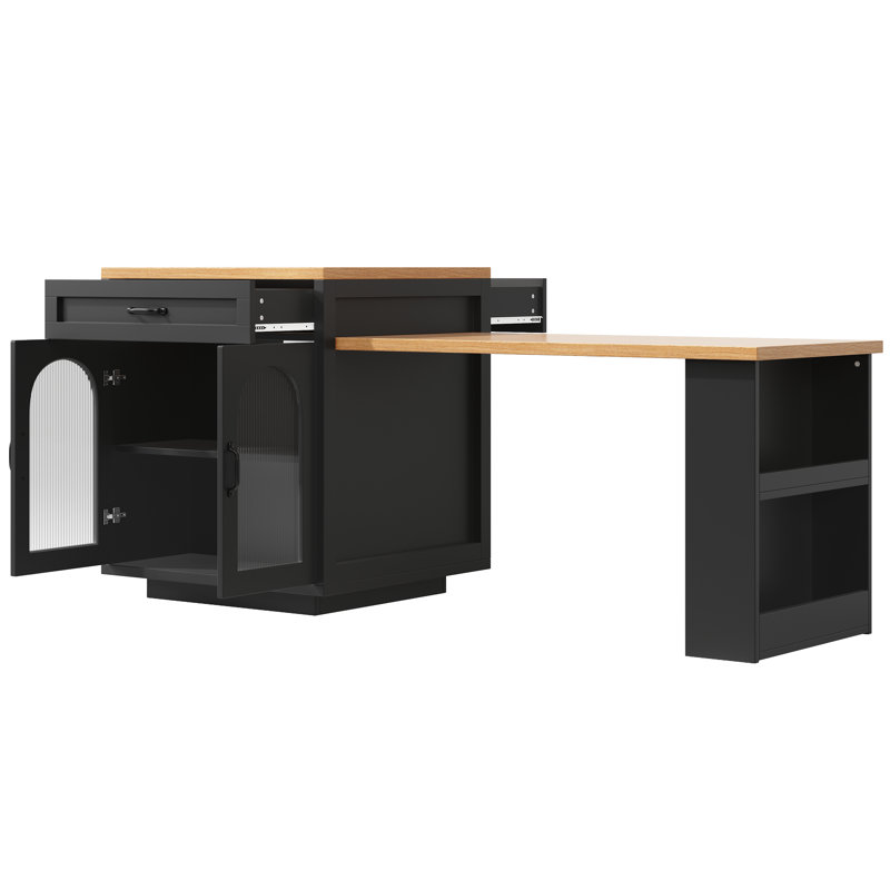 Wood Kitchen Island, Black