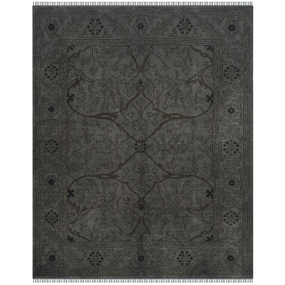 Tapis oriental gris anthracite en laine noué à la main Antigo