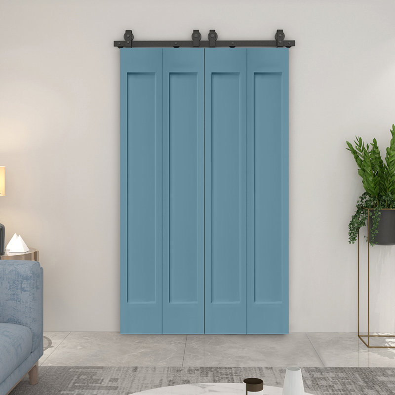 Porte pliante à panneaux 72 po x 80 po, Bleu dignité