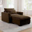 Canapés-lits, canapé modulaire moderne à assise profonde avec repose-pieds de rangement, pour salon, bureau, appartement | Velours côtelé | Brun clair brun clair