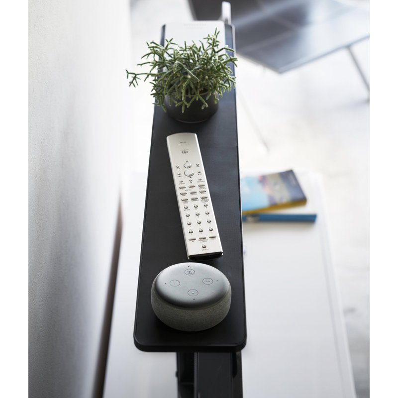 Black Steel TV Shelf with Remote Rack Accessory Stand