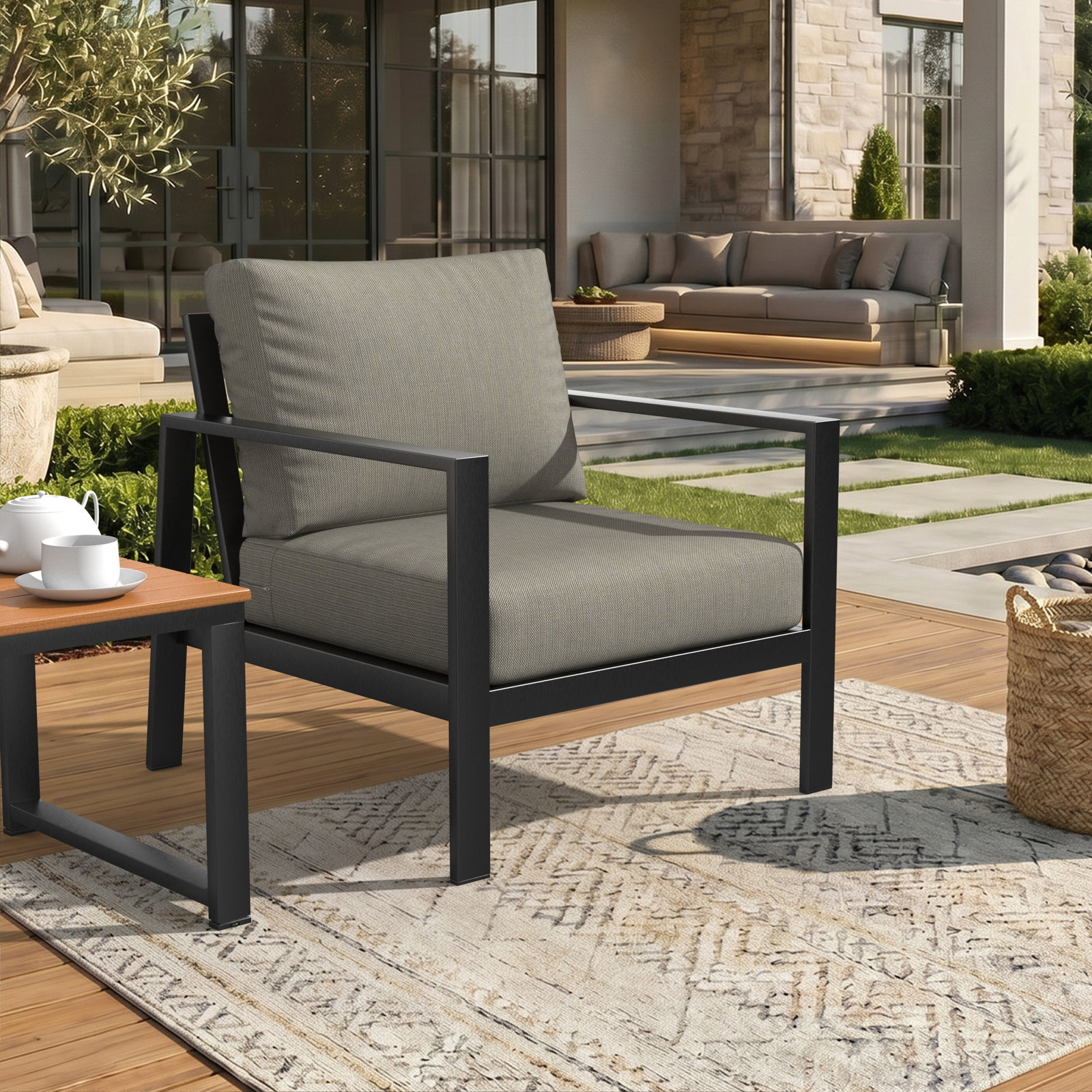Outdoor Sunbrella Seat/Back Cushion, Sunbrella® Spectrum Dove