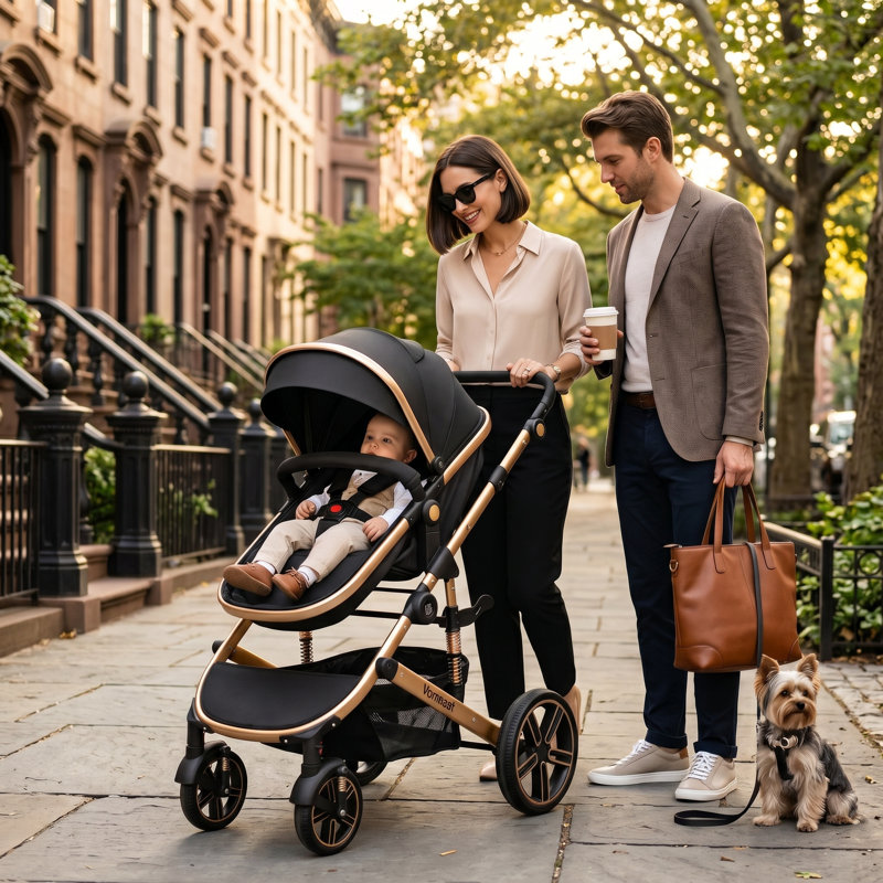 Compact Travel Stroller with Reversible Seat, Lightweight Fold for 0-36 Months,Black, Black