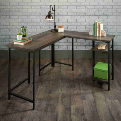 L-Shaped Desk with Rustic Style