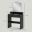 Dressing Dressing Table with Mirror, Drawers, for Bedroom, Black