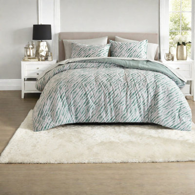 Deux pièces pour grand lit, ensemble d'édredon moderne en microfibre de polyester vert