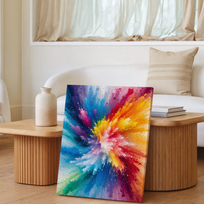 Canvas A Vibrant Explosion Of Color Radiates From The Center Of Wall Art The Composition Featuring A Dynamic Swirl Of Vivid Hues Canvas Wall Art