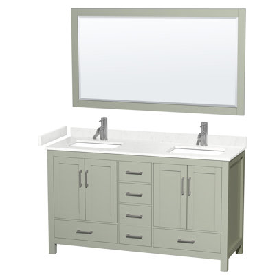 Meuble-lavabo double autoportant 72 po avec plateau en marbre Sheffield