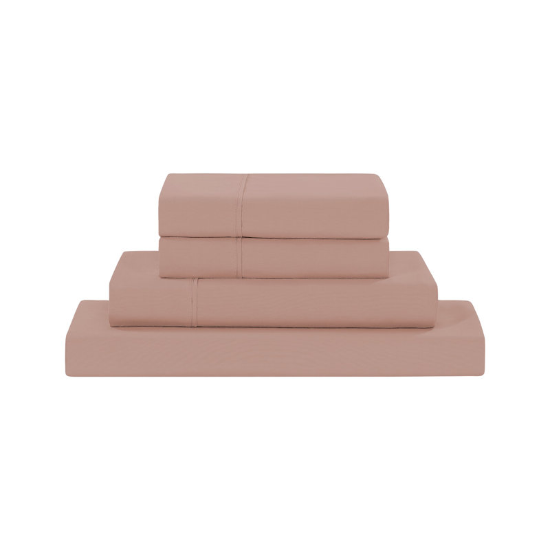 Ensemble de draps en microfibre 4 pièces Modern, Ensemble de draps pour lit double avec 2 taies d'o, Pink