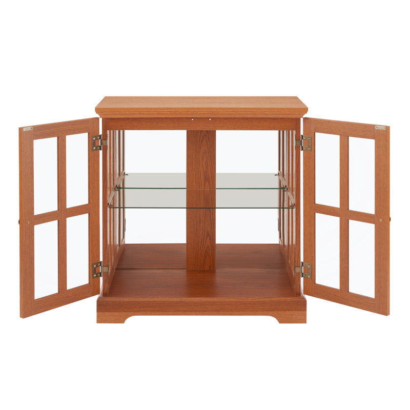 Élégante vitrine vitrée à DEL - Design rétro antique avec tablettes réglables et portes en treillis, bibliothèque élégante pour la décoration intérieure et rangement organisé - chêne