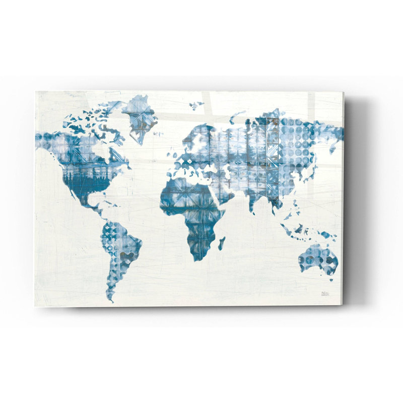 «Kanari Map Indigo» par Melissa Averinos, art mural en verre acrylique, H 24 po x l 36 po x P 0,2 po