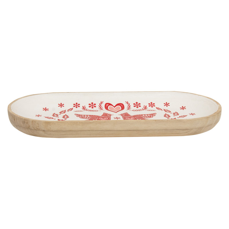 Plateau ovale en bois Yuletide Cardinal, Cardinal, Blanc