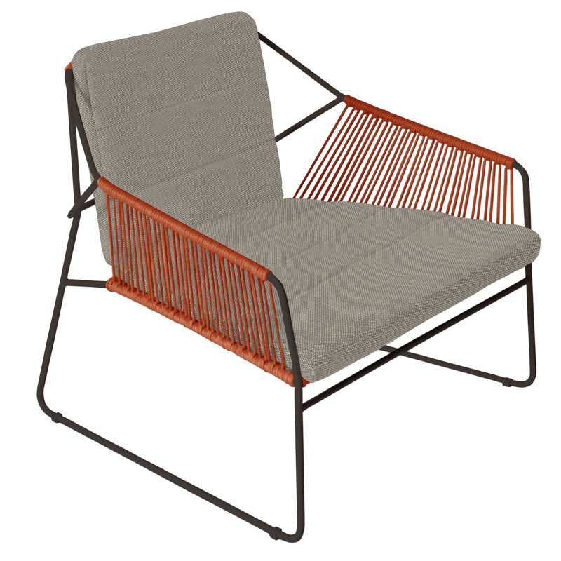 Sandur Outdoor Lounge Chair , Sunbrella® Cushions Included, Terra Cotta Rope/Anthracite Frame, Canvas Lichen Sunbrella Canvas