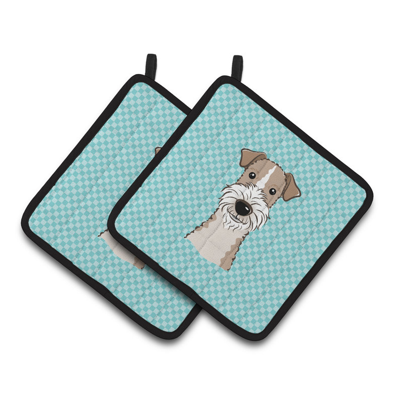 Caroline's Treasures Checkerboard Polyester Potholder, Blue