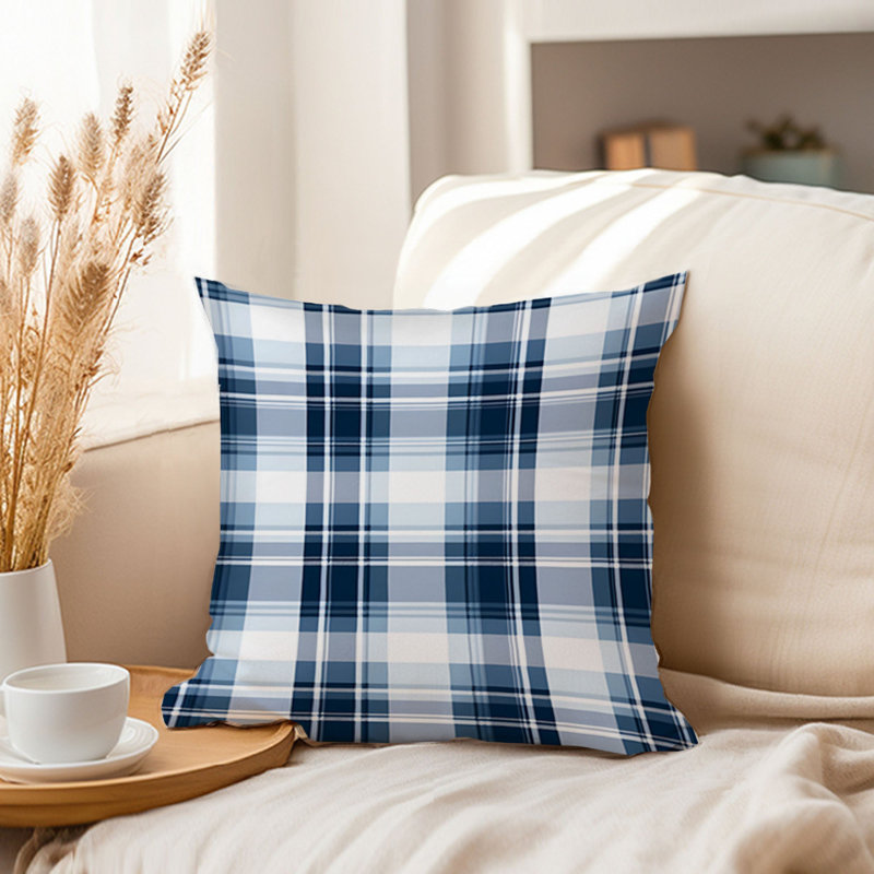 Blue Winter Plaid I Modern, 18"H x 18"W