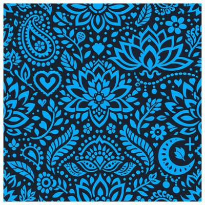 Édredon bleu à motif cachemire floral