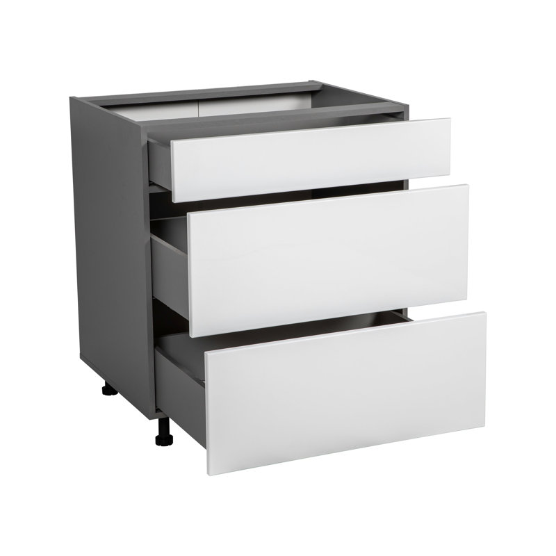 WITKITCHENS Cabitet moderne avec panneaux de particules l 36 po x P 24 po x H 34 1/2 po , Blanc lustré, H 34,5 po x l 36 po