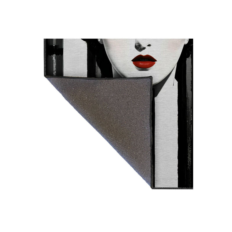Tapis noir lavable à rayures, Sous-tapis rectangulaire 4 pi 7 po x 6 pi 7 po inc