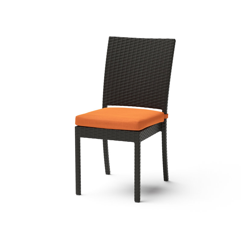 8 Piece Sunbrella Outdoor Patio Dining Chairs, Spectrum Cayenne Sunbrella® Plainweave, Brown