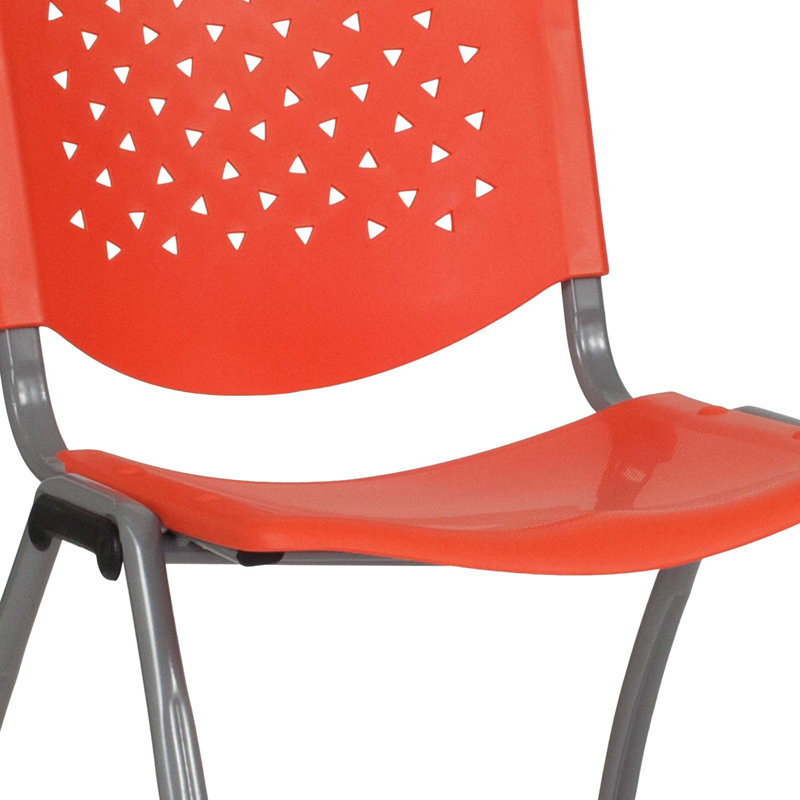 Hercules 880 lb. Capacity Orange Polypropylene Stack Chair with Titanium Frame