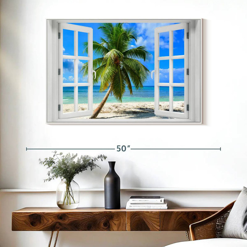 De la fenêtre à l'Axe des Fêtes, Cadre flottant blanc, 40 po x 27 po