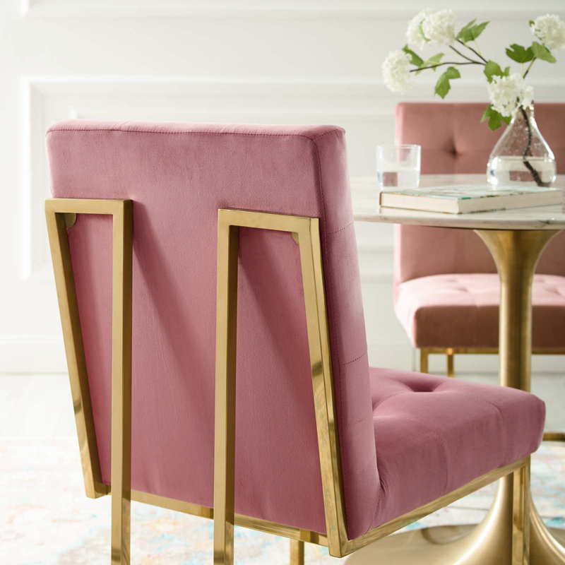 Chaise d'appoint en velours Privy, Vieux rose, 1, Gold