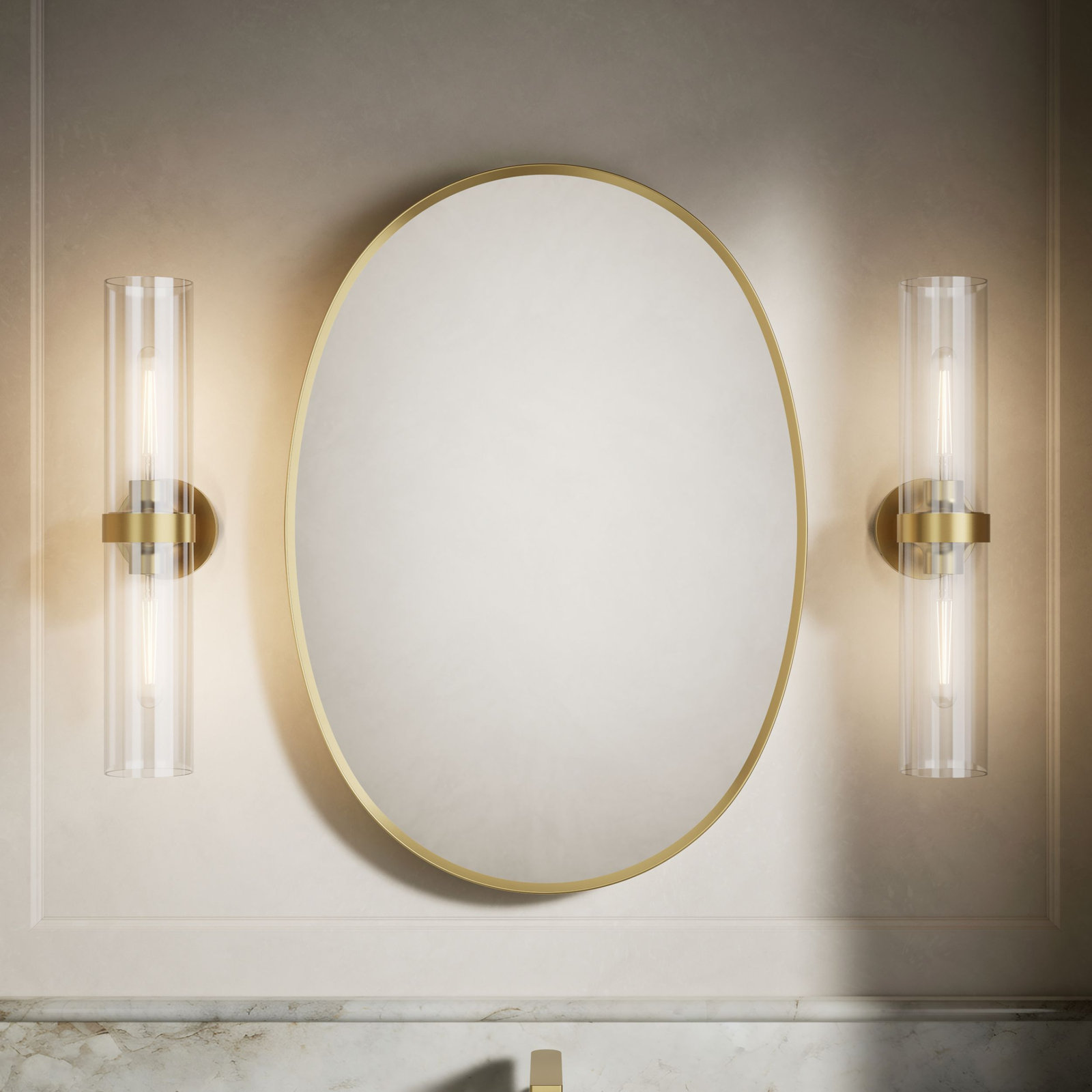 Verdera Oval Medicine Cabinet, Brushed Gold