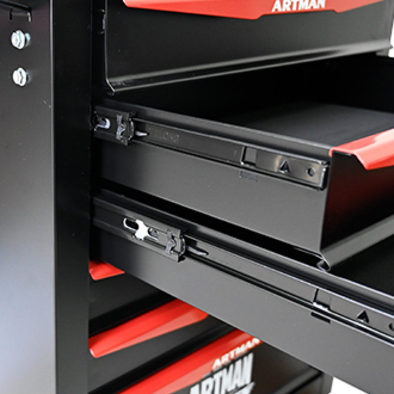 Rolling Metal Tool Chest With 7 Drawers, 20" 7-Drawer Tool Chest Cabinet With Ball Bearing Drawer Slides, Steel Tool Storage Box Organizer -BLACK&RED