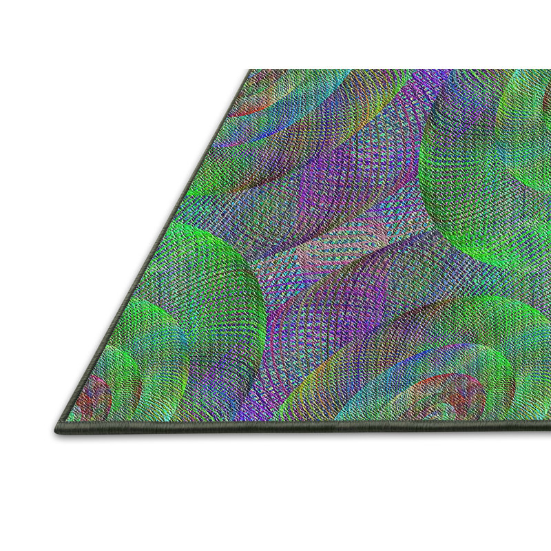 Tapis vert/mauve à motifs, Rectangle 8 pi x 12 pi