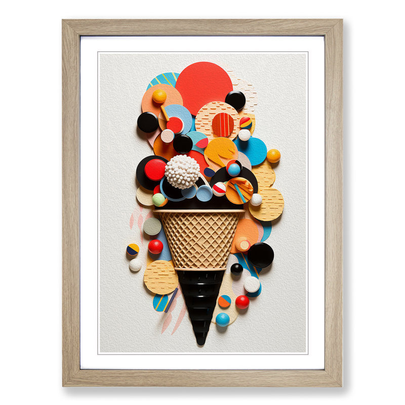 Ice Cream Constructivism No.2 - Framed Print, Oak Framed, 64cm H x 46cm W x 2cm D