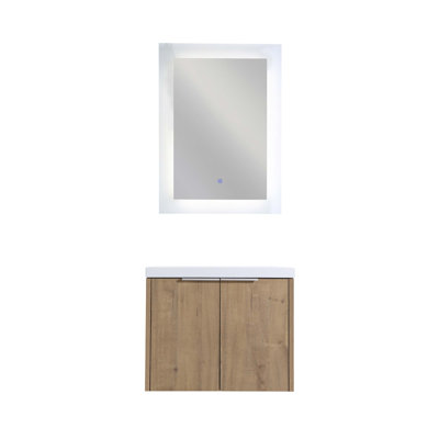 Armoire de salle de bain avec lavabo, portes à fermeture en douceur, fixation flottante, 24 po pour petite salle de bain, bois