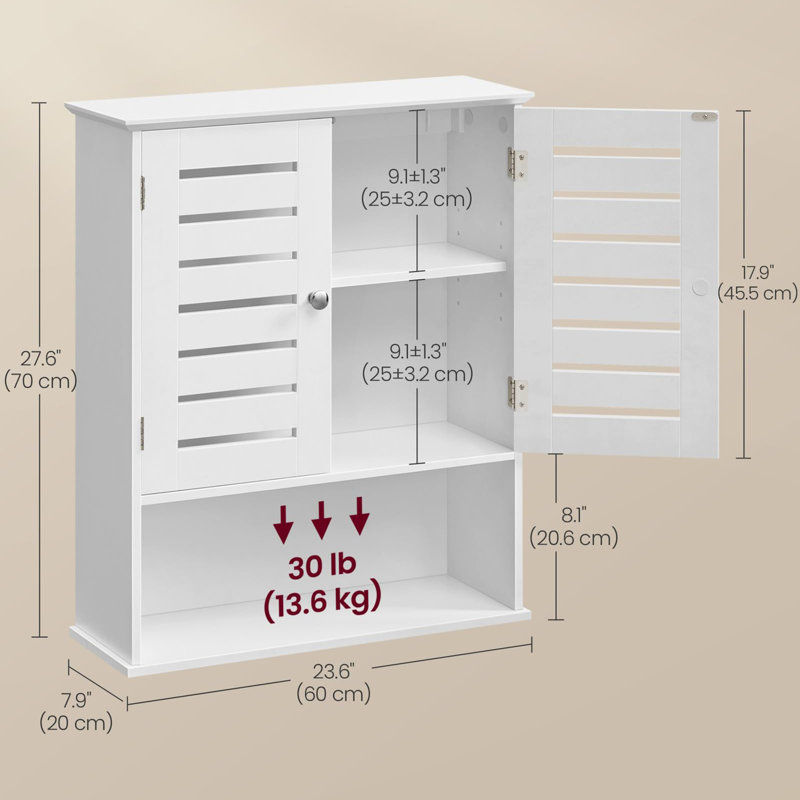 Armoire de rangement murale avec tablettes réglables