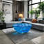 Table basse ovale simple et luxueuse bleu océan