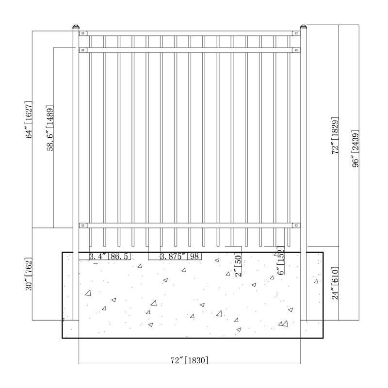 Panneau de clôture en acier sans assemblage 6 pi. i nice diy, H 72 po x l 72 po x P 1,5 po
