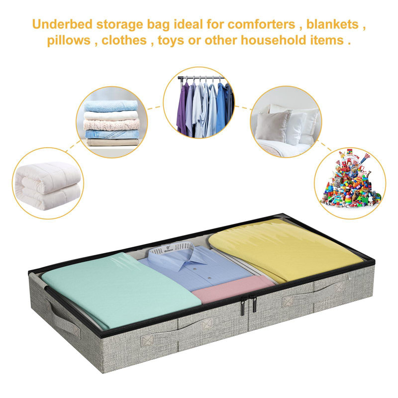 Under Bed Storage Containers, Low Profile Underbed Storage With Sturdy Sidewalls/Bottom 4.5 Inches  4Pack