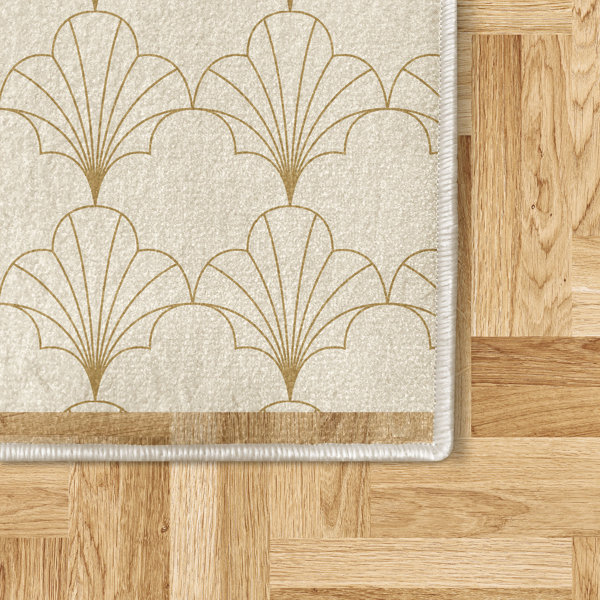 Mercer41 Art Deco Area Rug Carpet Eggshell Vintage Shells Eggshell and ...