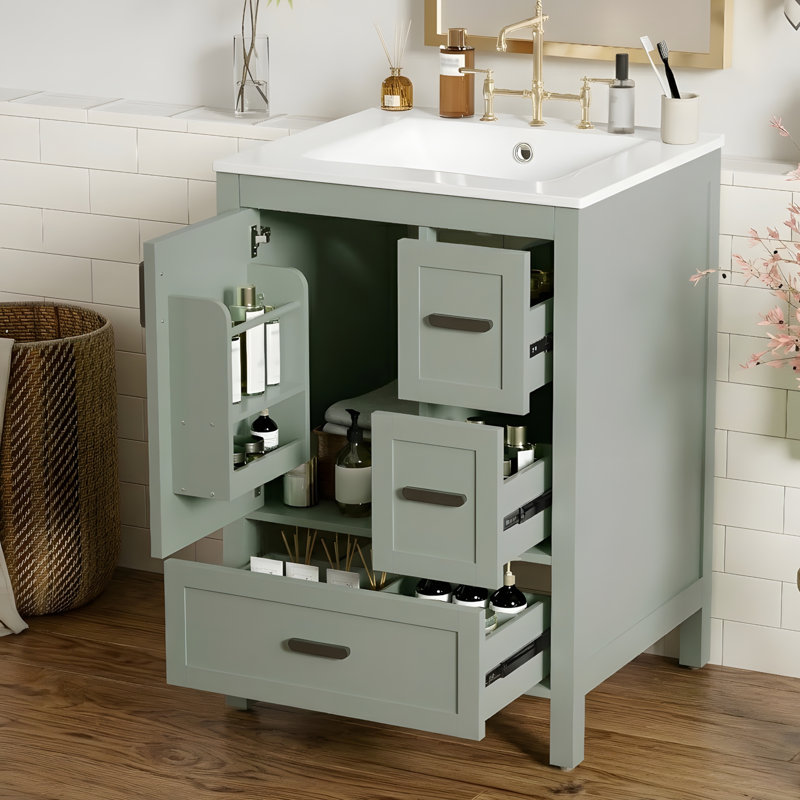 Meuble-lavabo moderne de 24 po, Vert
